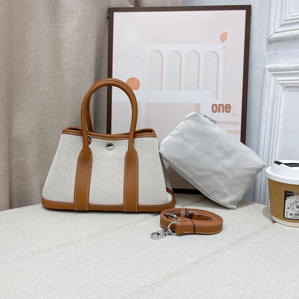2024 Large Capacity Canvas and Cowhide Tote Bag for Women