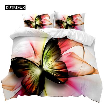 Butterfly Duvet Cover Set Cute Glowing Butterfly Animal Theme Bedding Set for Adult Double Queen King Size Polyester Qulit Cover