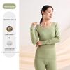 Peach Heart Collar Cashmere Silk Thermal Underwear Set – Women's High Waist Autumn/Winter Clothes and Pants