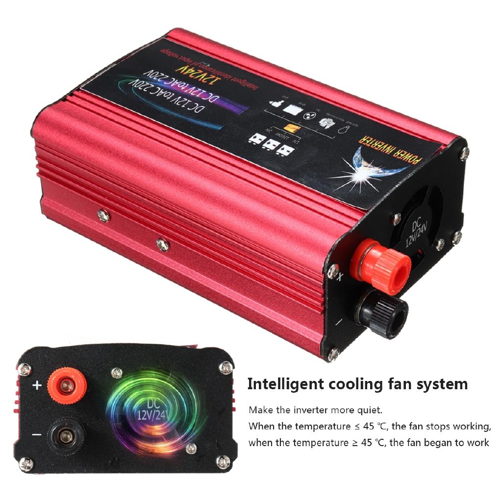 7.48 X 3.74 X 2.12" DC12/24V To AC 220V Sine Wave Power Inverter Car Charger USB Converter 3000W