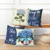 Blue Flowers Throw Pillow Covers 18"x18" Set of 4, Spring Outdoor Pillow Covers Home Decorative Floral Printed Cushion Covers for Couch Sofa Bedroom