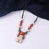 Colorful Ceramic Bean Necklace Handmade Boho Pendant Adjustable Vintage Jewelry For Women Gift