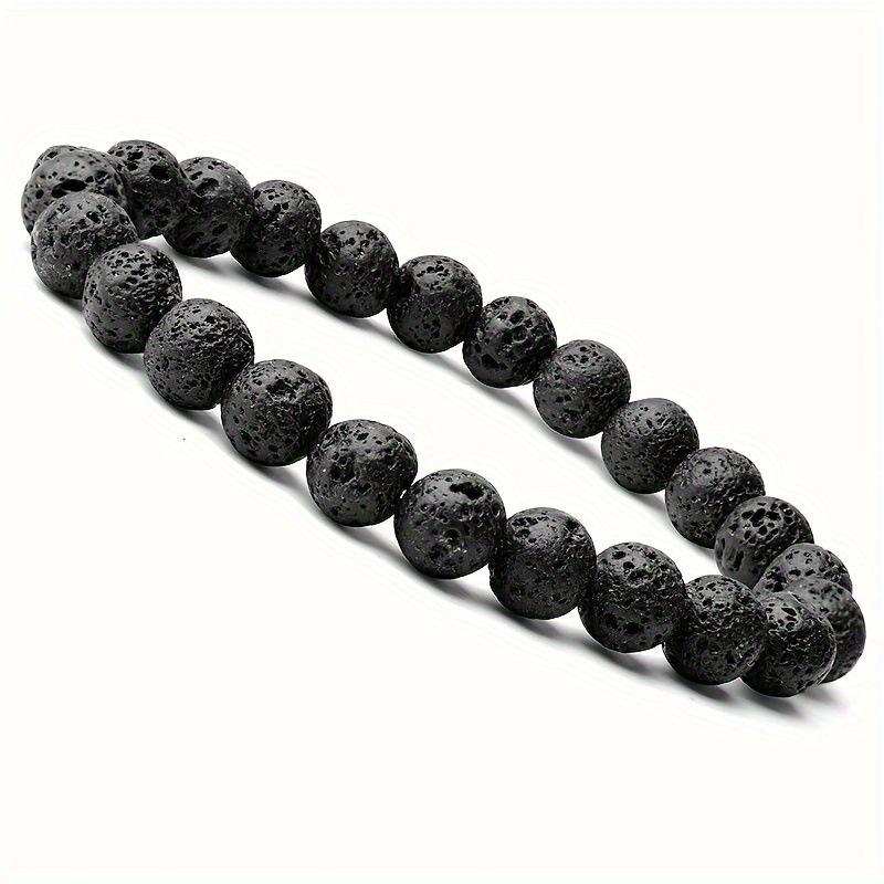 Men's Natural Stone Bead Bracelet, Hip-hop Punk Bead Round Bead Bracelet