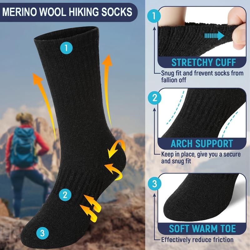 5 Paia Calzini da Trekking in Lana Merino, Termici Caldi Invernali Spessi Ammortizzati Traspiranti Calzini da Equitazione da Uomo e da Donna, Essenziali per l'Inverno