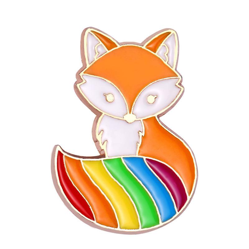Fun Colorful And Animal Brooches With Rainbow Rabbit Fox And Frog Designs For Creative Gift Giving