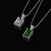 Wong Rain Classic Vintage  Sterling Tone Created Moissanite Emerald Gemstone Diamonds Pendant Pendant Necklace Fine JewelryVintage