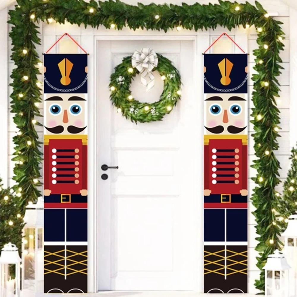 Christmas Door Hanging Banner Santa Claus Snowman Walnut Guards Merry Christmas Door Ornament Decoration New Year