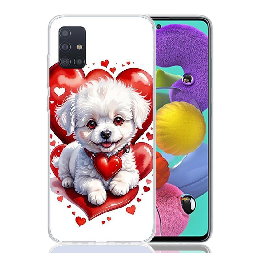 Lovely Puppy Heart Dogs Phone Case For Samsung Galaxy A52 A32 A22 A12 A02S A50S A30S A51 A31 AA71 Note 20 Ultra 10 S10 Plus Gala