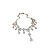 Rhinestone Leaf Water Drop Tassel Necklace - Elegant High-End Clavicle Chain for Women