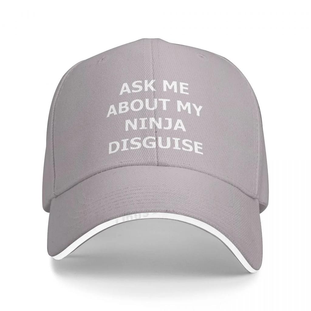 ASK ME ABOUT MY NINJA DISGUISE Funny Letter Print Baseball Cap Adjustable Unisex Hip Hop Hat Summer Cool Snapback Hat Bone