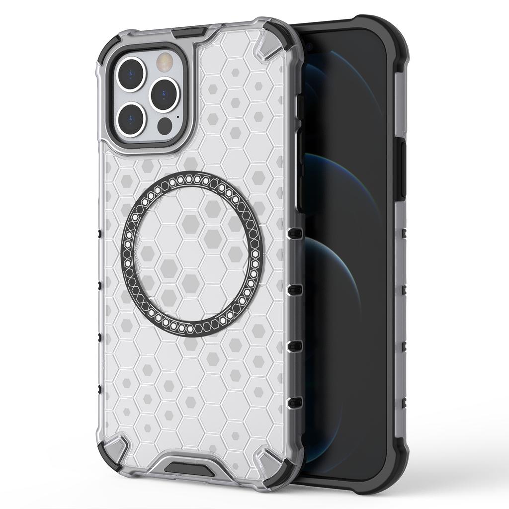 Für iPhone 12/12 Pro Magnetische Hülle Wabenförmig Sturzsicher TPU+PC Handyhülle
