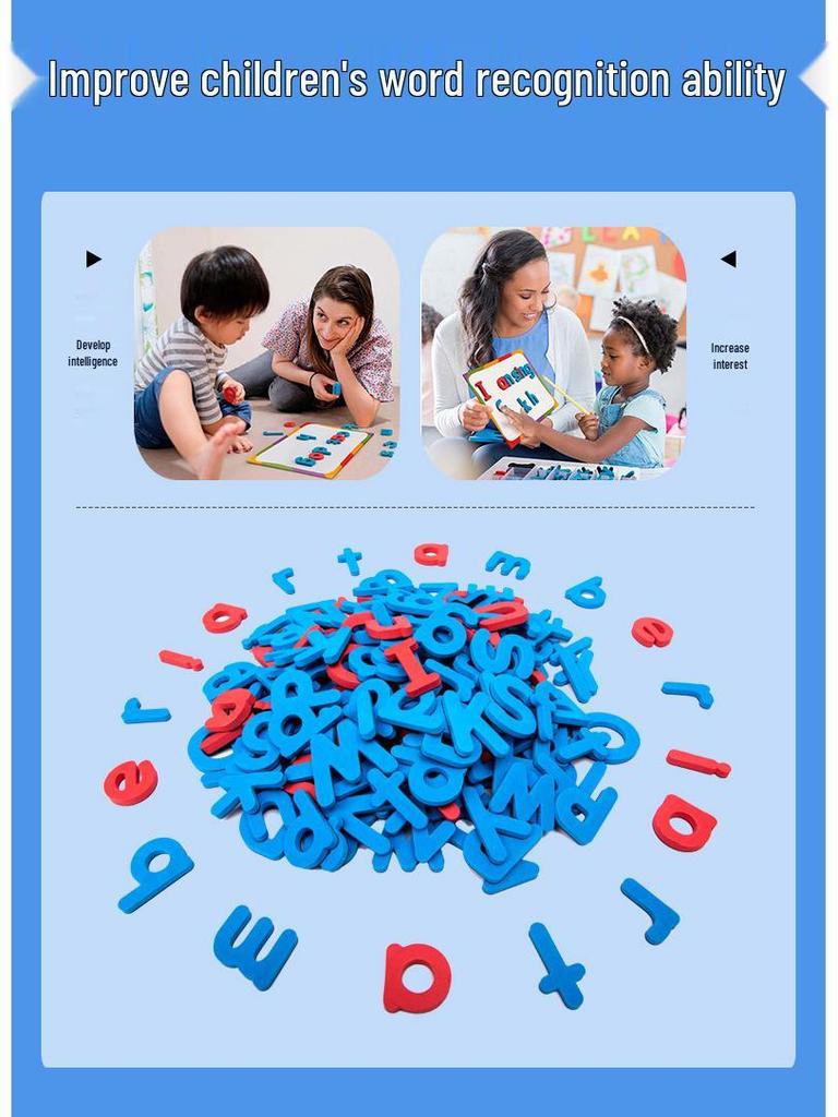 English Alphabet Magnet Tiles: Uppercase & Lowercase Letter Stickers for Kids' Education