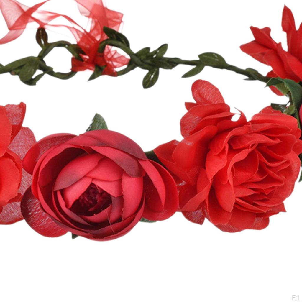 Flower Crown Garland Headpiece Hair Floral Wreath Adjusatble Headbands for Bridal