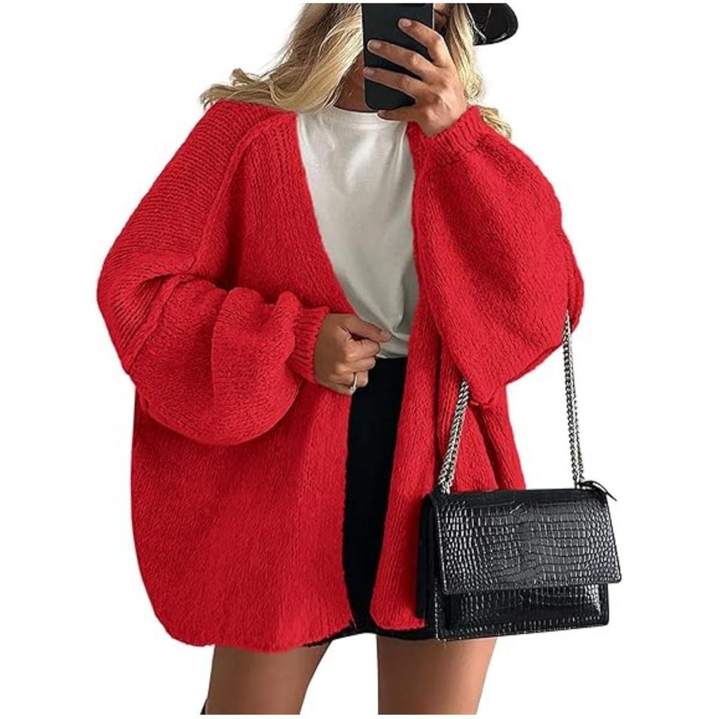 Women's Sweater Solid Color Long-sleeved Casual Loose Cardigan Sweater Jacket