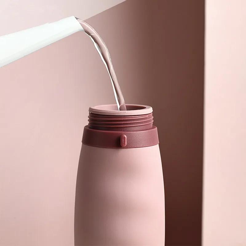 Collapsible Silicone Water Bottle 600ml, Portable Sports Water Cup for Hiking, Travel & Gym, BPA Free, Leak-Proof