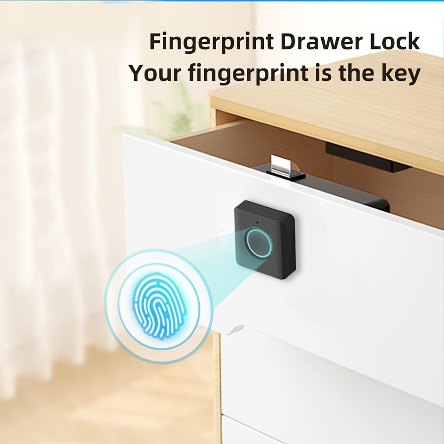 Intelligent Fingerprint Cabinet Lock, One-Button Unlocking,Double Door Cabinet Lock, Compact ABS Fingerprint Drawer Lock - Smart Biometric Security