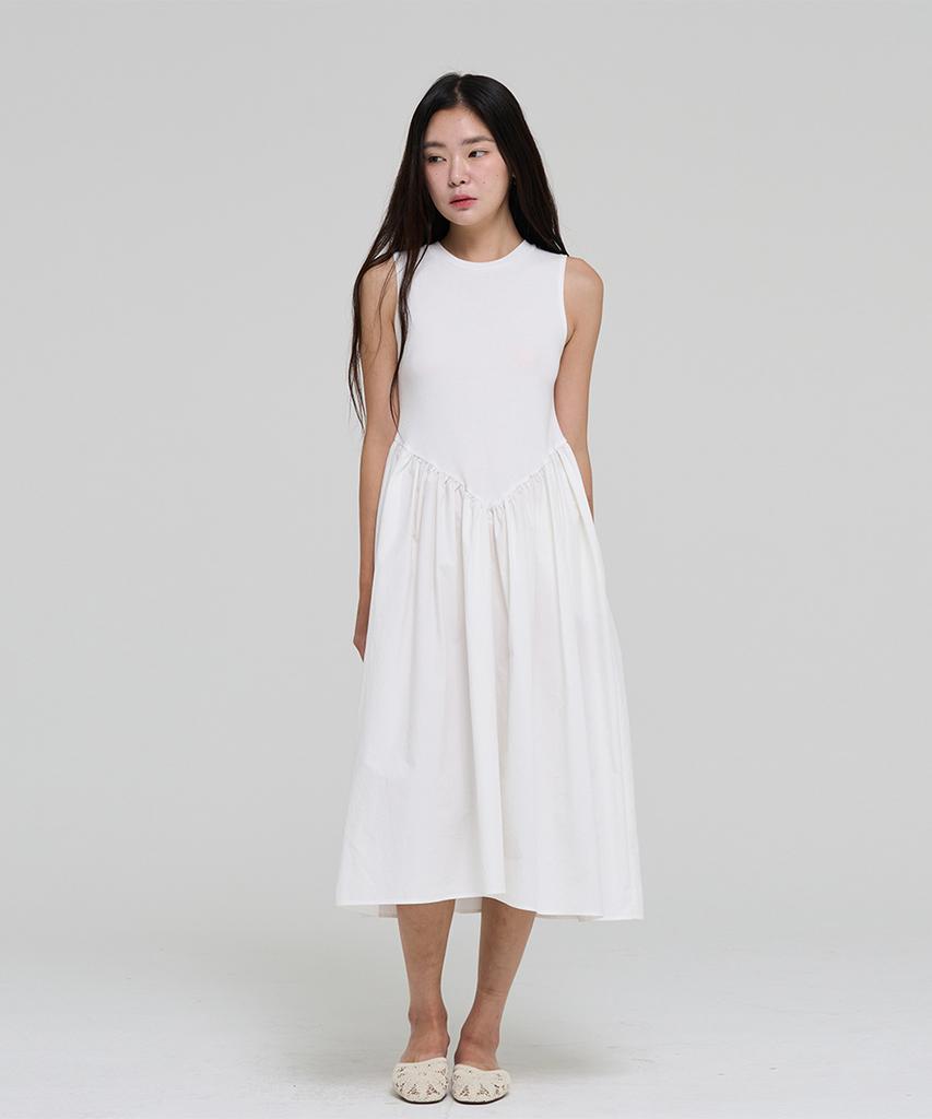 LEVHEARTED Voluminous Sleeveless Cotton Dress - Ivory
