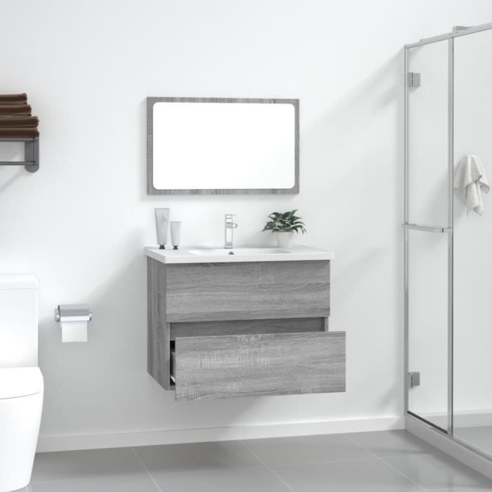 815736 vidaXL Bathroom Furniture Set 2 Pcs Sonoma Grey
