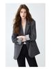 Women's Gray Suit Jacket - Autumn/Winter 2025 Casual Socialite Style with High Design Sense