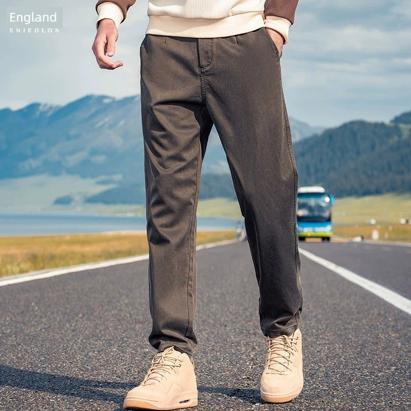 

Injue Lun Tencel Lyocell Tapered Men Casual Pants Brown M
