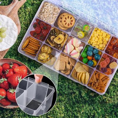 Aufbewahrungsbox aus Kunststoff mit verstellbaren Fächern, großes Fassungsvermögen, lebensmittelecht, BPA-frei, transparent, Snacktablett, Aufbewahrungsbox mit Deckel