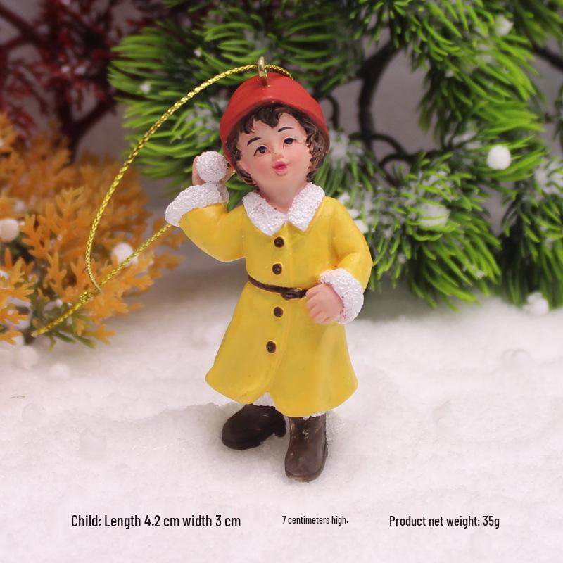 Santa Claus and Snowman Figurines with Christmas Ornaments, Brown Bear Gift Bag & Micro Landscape Pendant