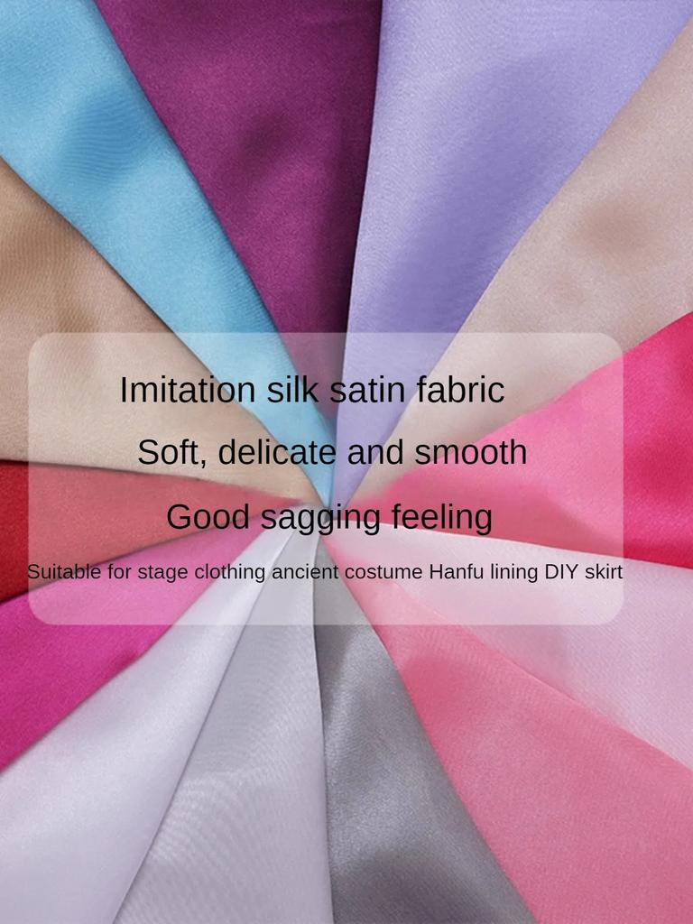 Soft Smooth Satin Fabric By The Meter for Clothes Hanfu Gift Box Lining Wedding Decoration DIY Sewing Cloth Plain White Purple