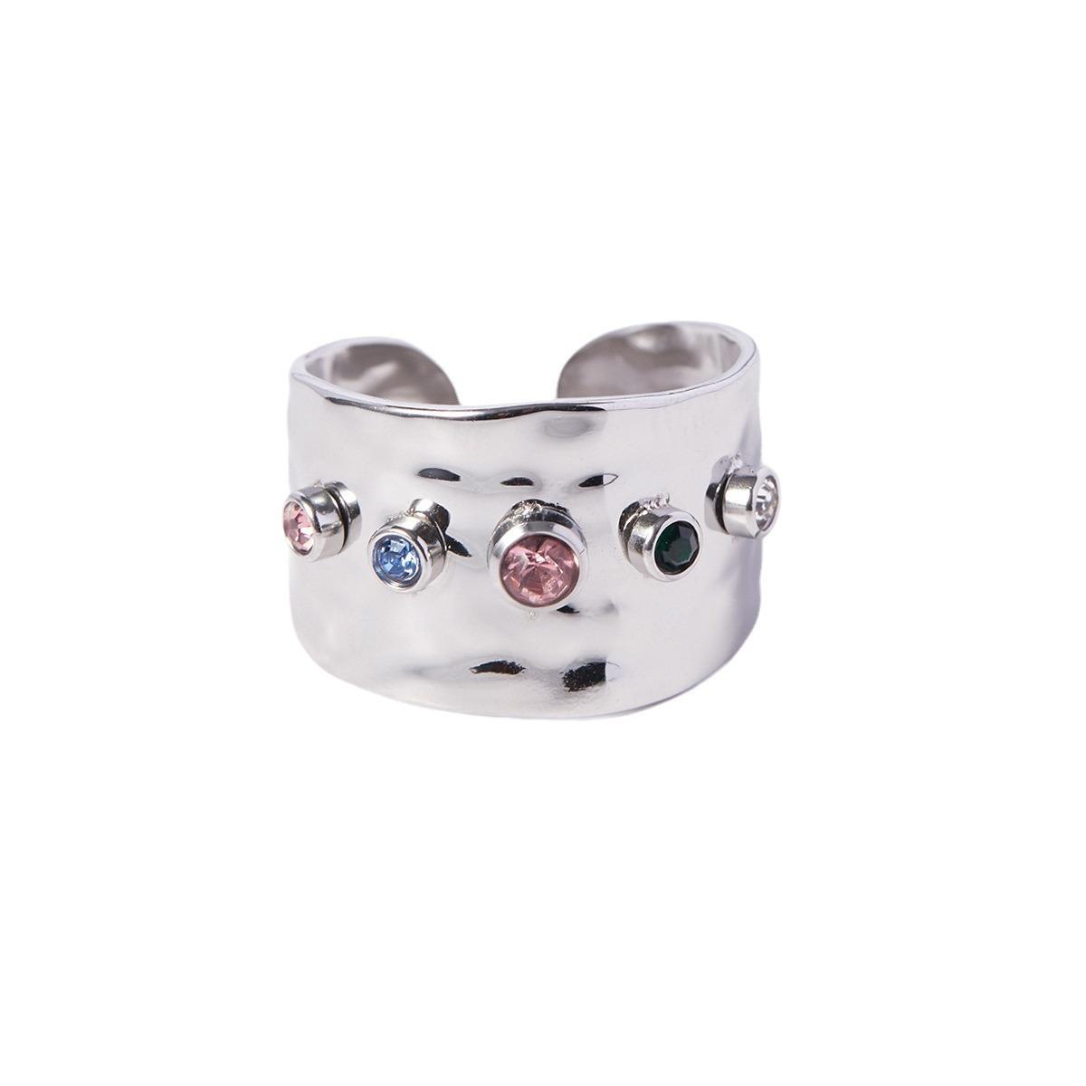 

LATS Vintage Colorful Crystal Zirconia Open Mouth Adjustable Ring Women Fashion Gold Color Elegant Wedding Party Zircon Gifts