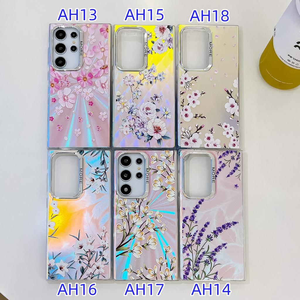 Flower and Grass Series Electroplated Laser Textured Matte Series Phone Cases for iPhone 13 14 15 Series for Samsung Galaxy S23 S24 A15 A25 A35 A55..