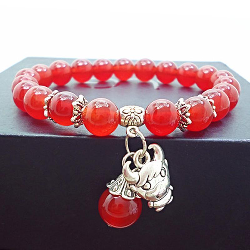 Red Agate Crystal Beaded Bracelet for Women - Handcrafted Couple Jewelry
