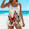 Women's Swimwear Tankini 2 Piece Swimsuit Butterfly Flowers  Pattern Vacation Bathing Suits