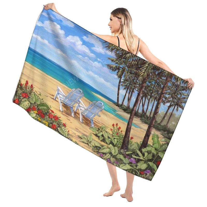 Hawaiian Style Bathroom Adult Soft Bath Towel Sauna Large Beach Towel Modern Fitness Towel Hotel Women'S Shower Quick Drying