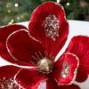 Red Gold Christmas Poinsettia Glitter Xmas Decorative Flowers  Wedding Party