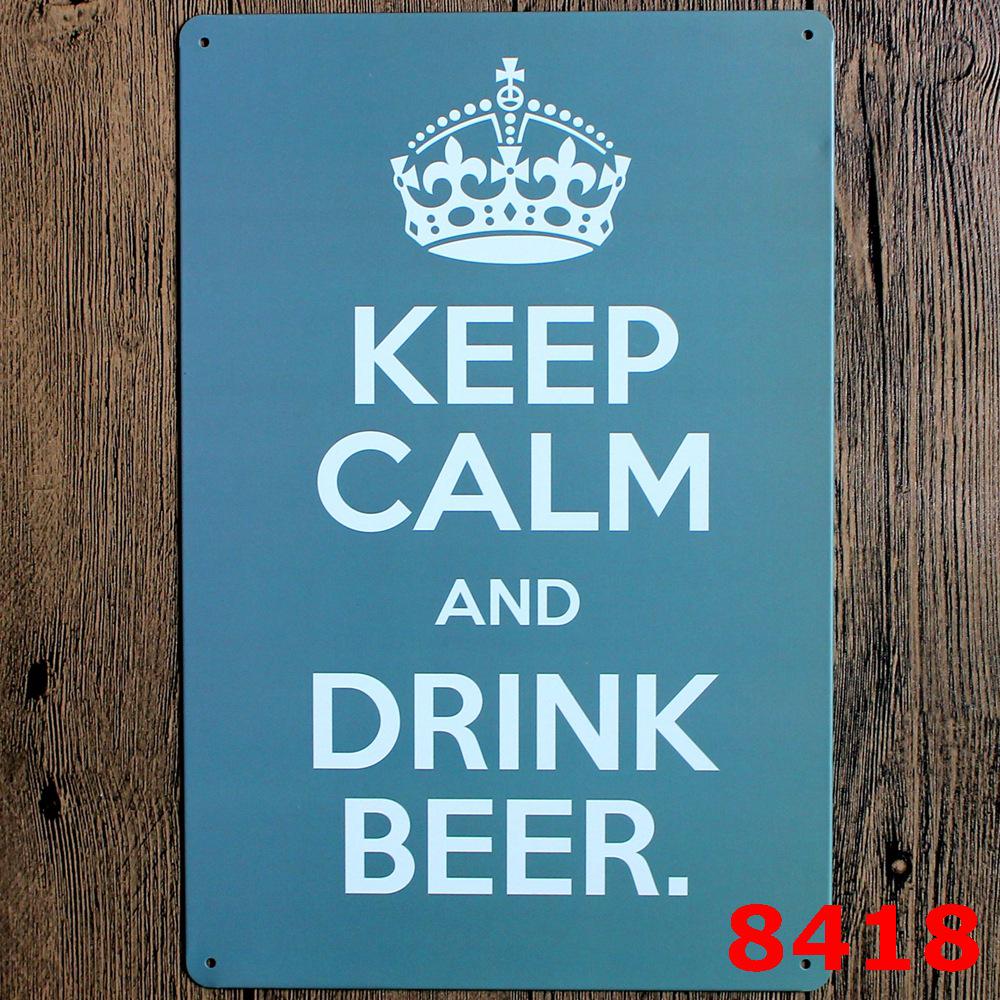 Keep Calm Inspirational Tin Sign for Bar or Restaurant