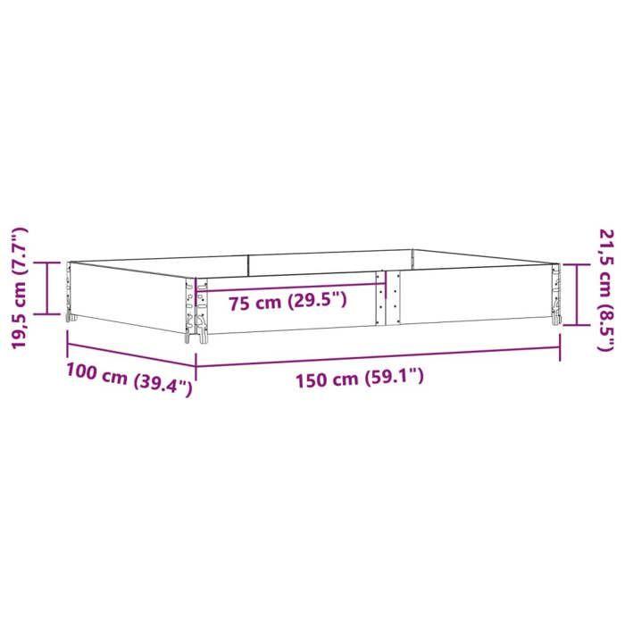 VidaXL Jardinière 150x100 cm bois de pin massif, jardinière d'extérieur, bac à fleurs, bac à tomates, jardinière de 3295411