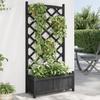 VidaXL Planter with Trellis, Raised Bed, Flower Box, Plant Pot, Flower Box Garden Patio Terrace, Black Wood 365490