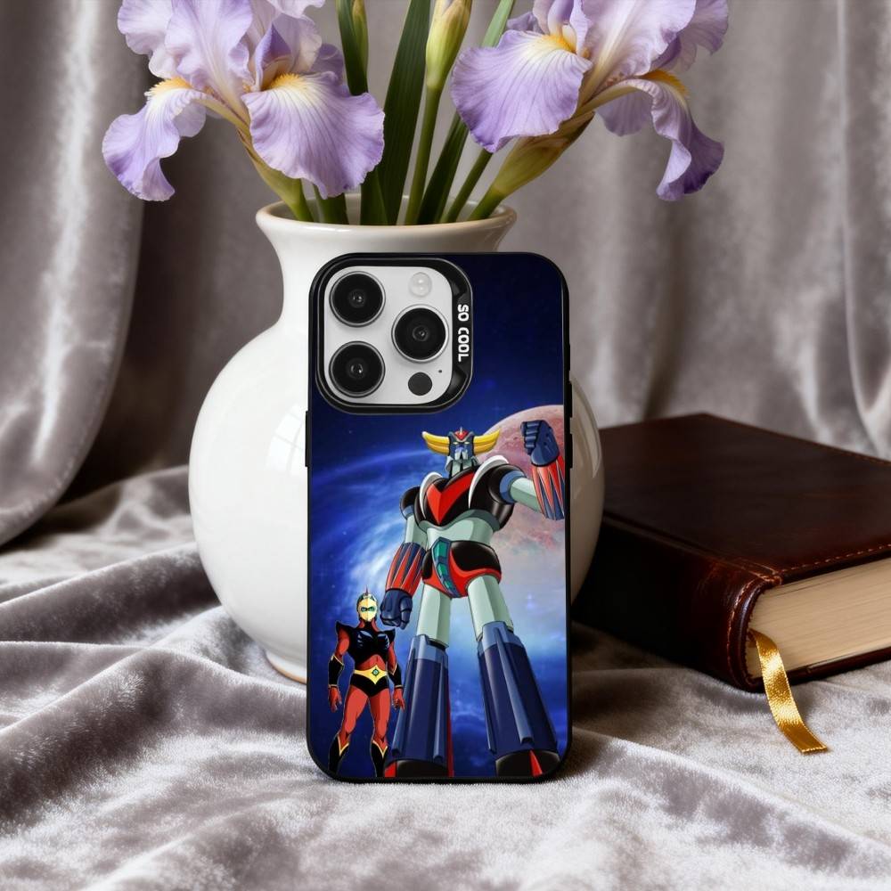 Animation UFO R-Robot-T G-Goldorak-K Phone Case For iPhone17,16,15,14,13,12,11 Plus,Pro Max Black Candy silver phone case