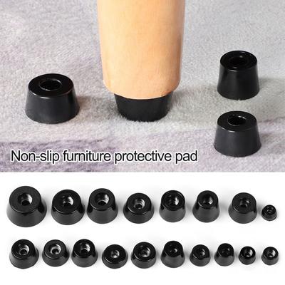 10Pcs Tapered Furniture Slip Feet Furniture Parts Accessories Cabinet Speaker Black Protective Pad PVC Foot Mat Floor Protector