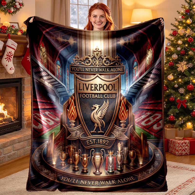 Liverpool Football Club Pattern Blanket for Home Decoration, Bed, Sofa, Car Travel, Camping, Suitable for All Seasons, Birthday Christmas Gift