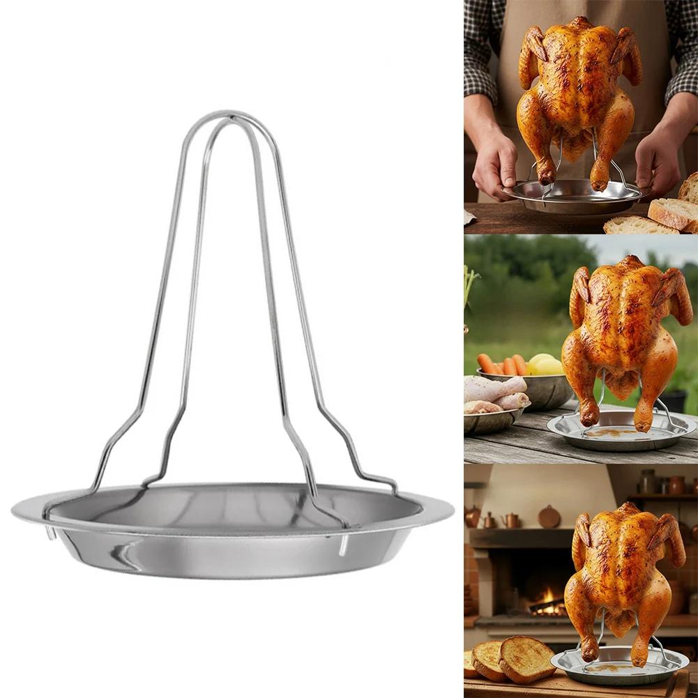 Compact Roasting Rack Even Cooking Roaster Compact Vertical Chicken Roaster Space Saving Kitchen Tool Crispy Roasted Chicken