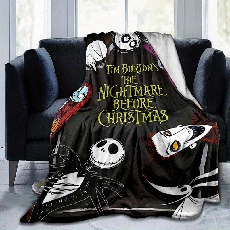 1pc, Tim Burton's The Nightmare Before Christmas Home Decor Gift Flannel Blanket for Bedroom, Living Room, Travel, Camping, Car