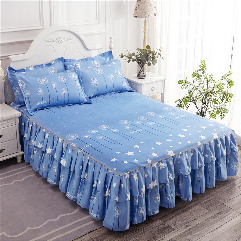 Comfortable, Relaxing, Breathable, Skin-friendly Three-piece Set: One Bed Skirt + Two Pillowcases (without Pillow Core)
