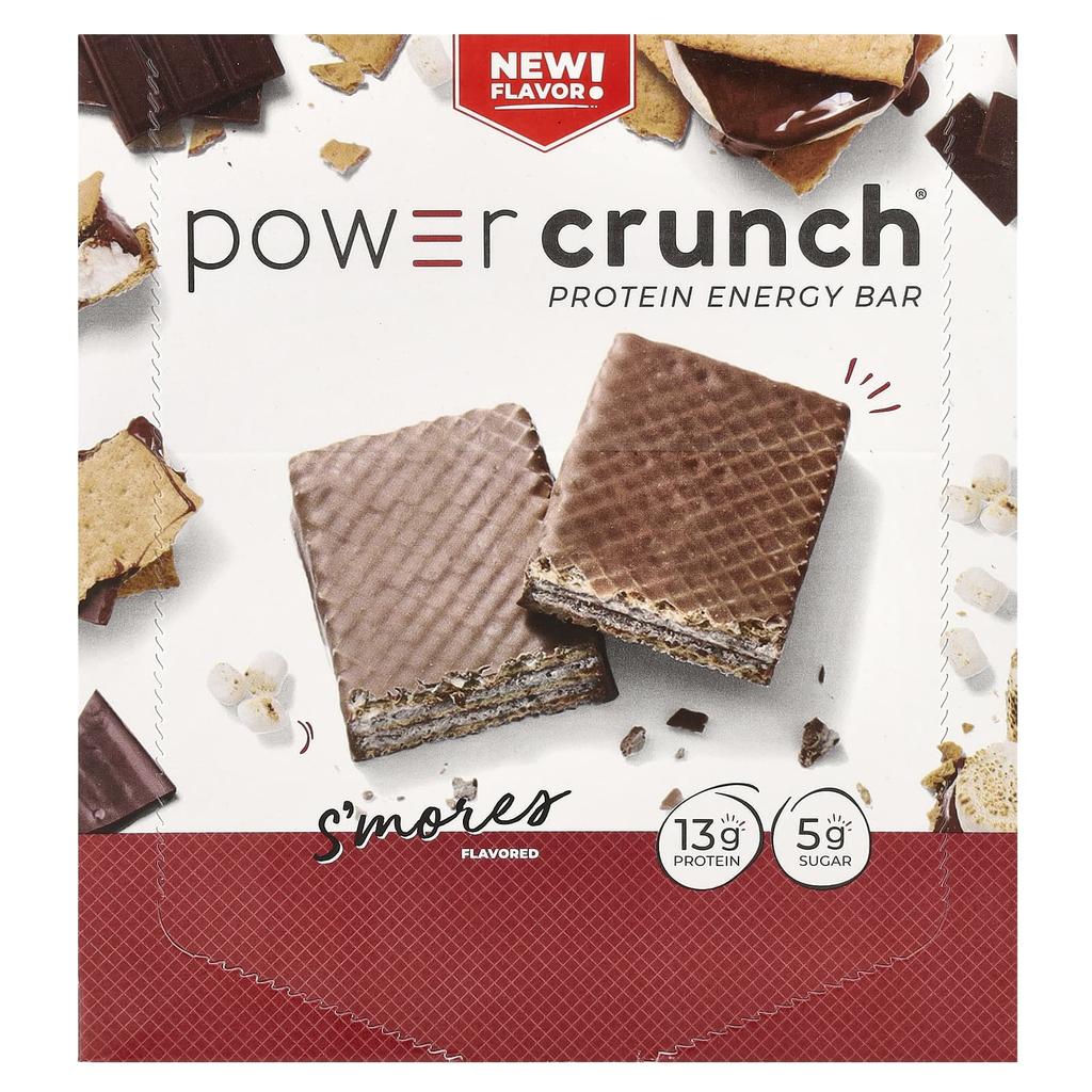 Power Crunch Protein Energy Bar, S'mores, 12 Count, 40G (1.4Oz) Each