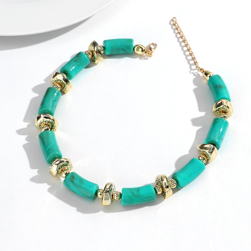 New Colorful Chunky Bamboo Tube Beaded Acrylic Choker for Women Man Statement Elbow Stack Necklace French Trendy Jewelry Gift