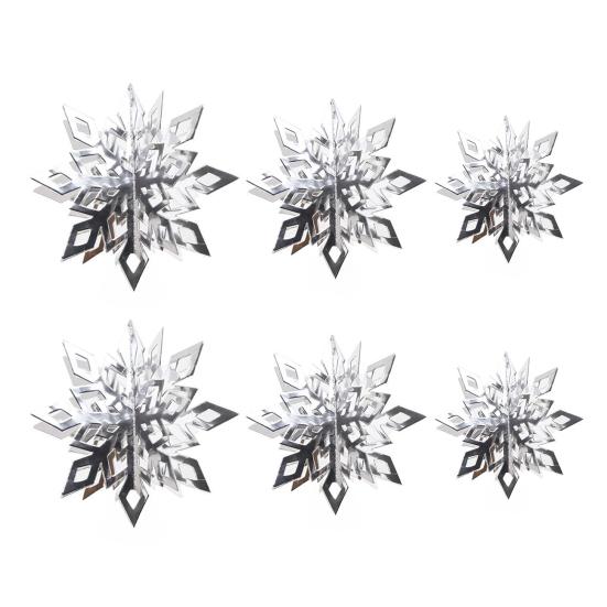 6Pcs Christmas Snowflake Ornaments 3D Large Iridescent Paper Snowflakes Hanging Decoration for Winter Wonderland Christmas Party Holiday New Year Home