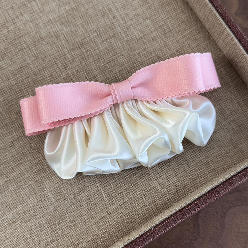 Korean Retro Satin Pleated Hairpin Spring Clip Women Hair Clip Barrettes Headwear Hairgrips Hair Accessories Hair Styling Tool