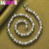 925 Sterling Silver 8mm Bead Ball Chain Matte Smooth Necklace Jewelry