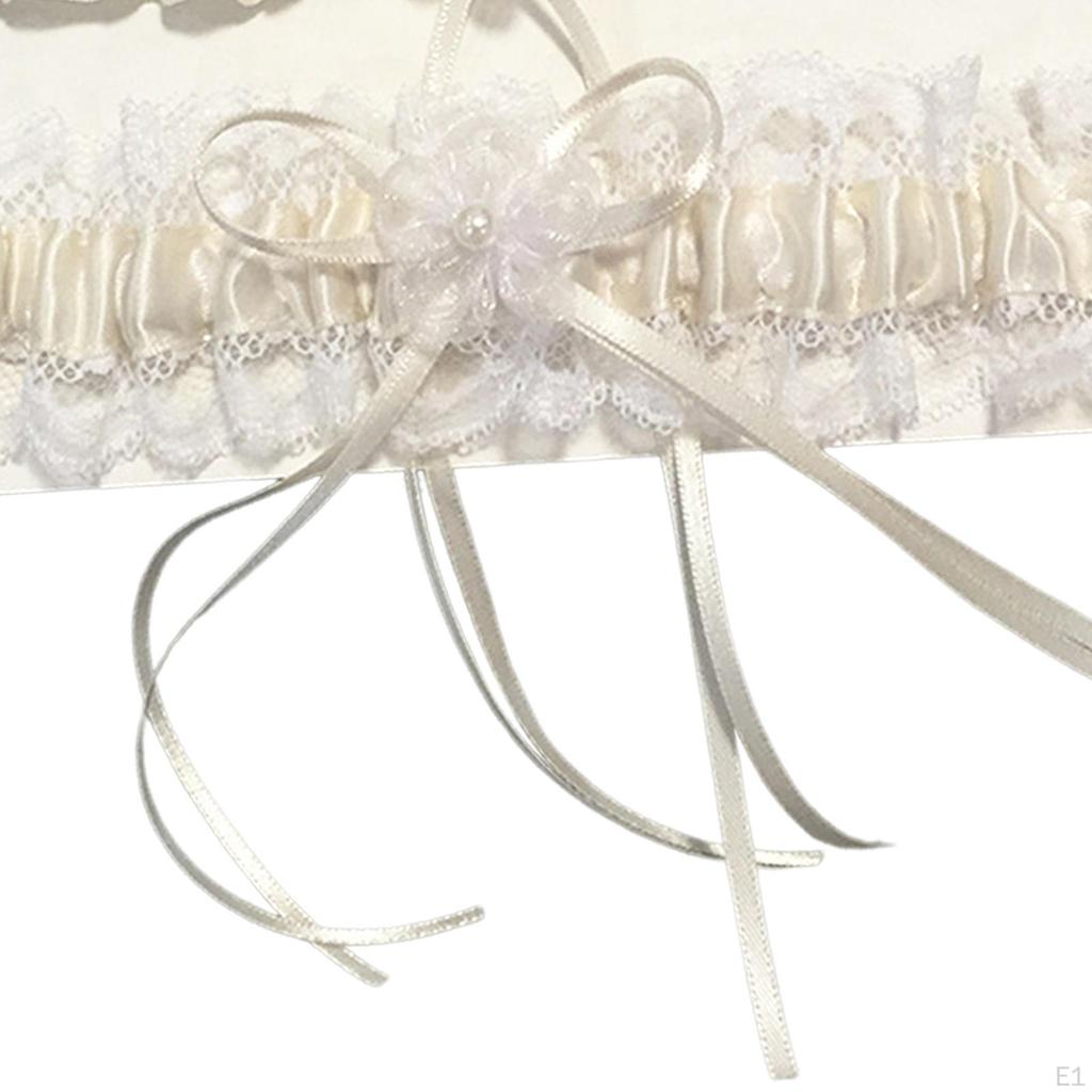 Stretch Lace Wedding Garters with Ribbons Thicken Garter Set for Parties Cosplay Keepsake Women