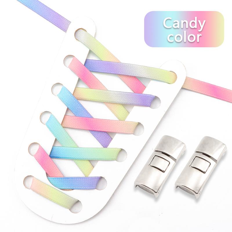 1 Pair Elastic Shoelaces Without Ties Metal buckle Lazy Shoe Laces For  Sneakers Rubber band Sports Enthusiasts Flat Shoes Lace
