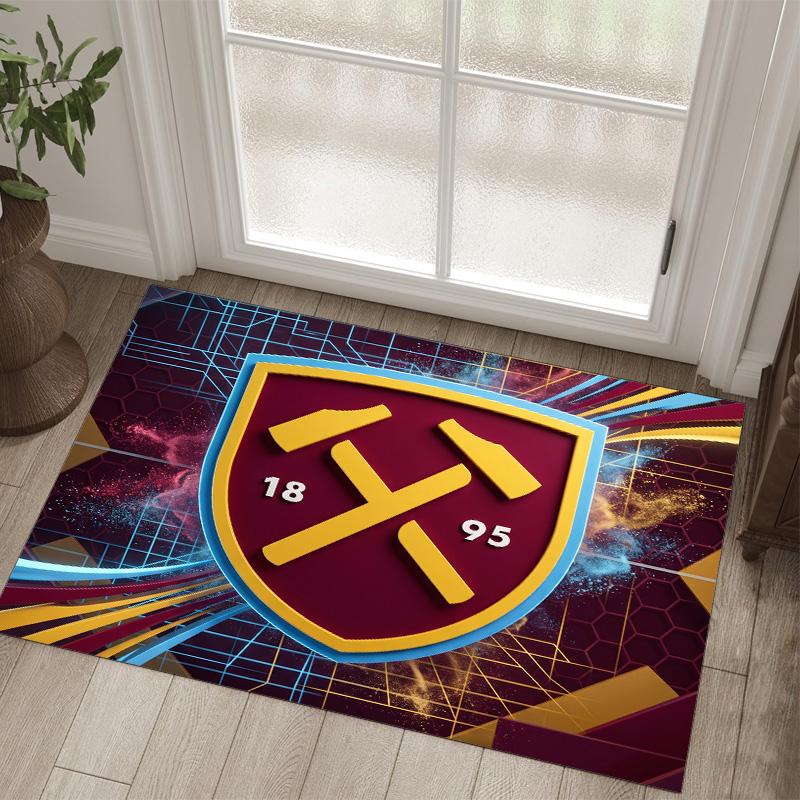 West Ham United Fußball Design Kristall Samt Teppich Gemütlich Nicht?Rutschfester Teppich mit Aufdruck für Schlafzimmer Wohnzimmer Eingang